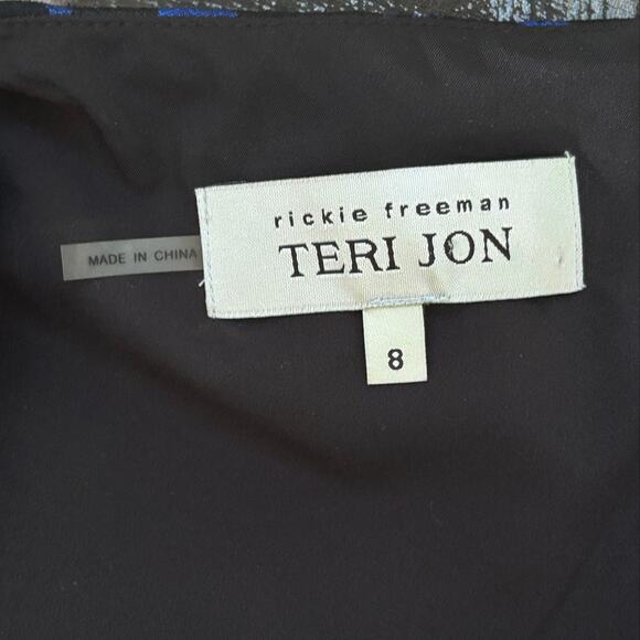 Teri Jon Metallic Jacquard Cocktail Dress, Fit & Flare, Floral, Half Sleeve | 8 - Picture 9 of 11